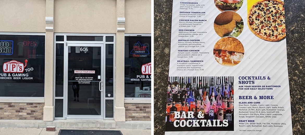 JP's Pub & Gaming Too Menu